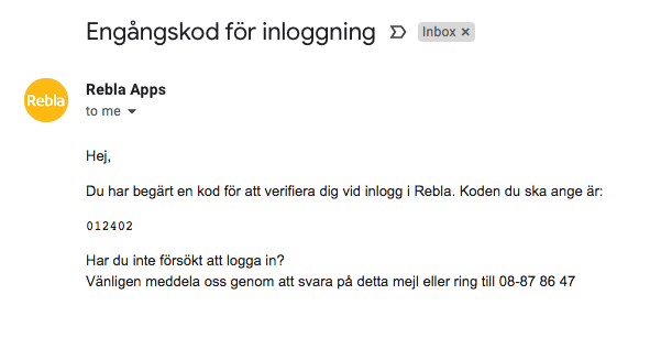 engångskod logga in