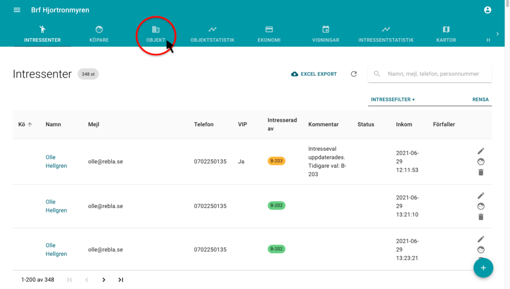 intressenter, intresseanmälan, crm