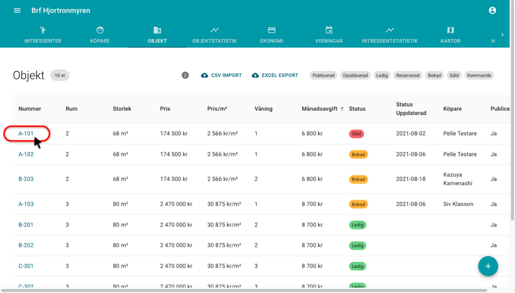 crm, boka objekt, nyproduktion